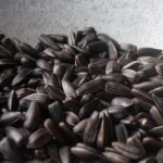 Many whole black sunflower seeds